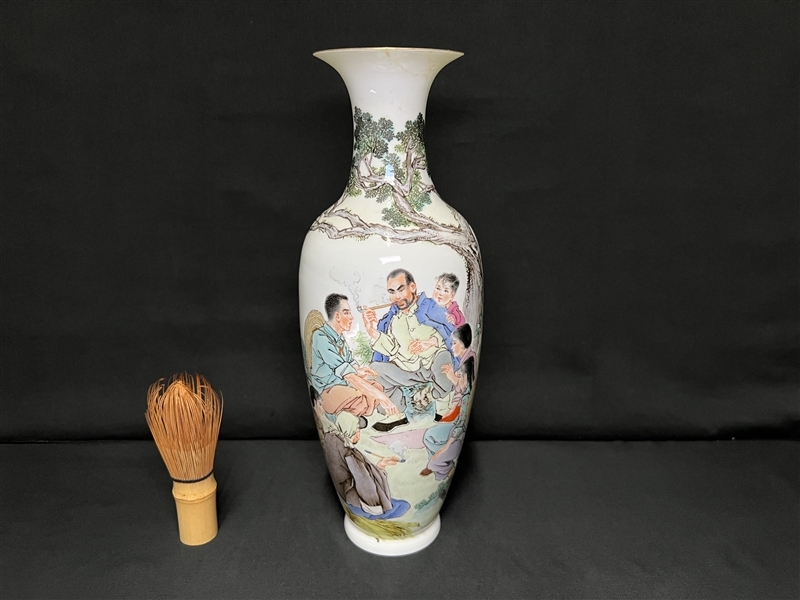 091 時代物 唐物 中国景徳鎮製 薄胎 花瓶 H30.5cm 重量316g 薄手 中国美術 古玩の画像1