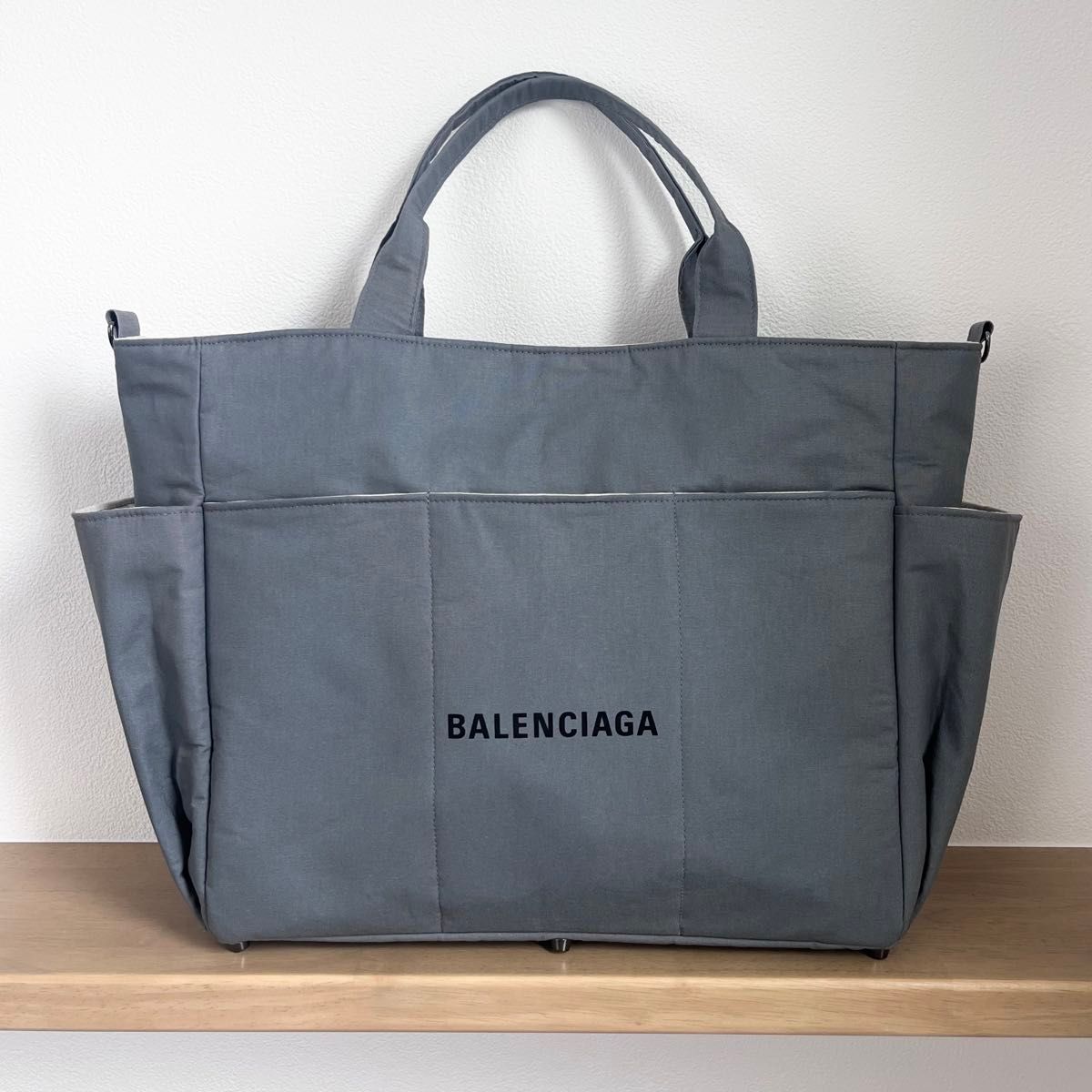 ハンドメイド トートバッグ リメイク BALENCIAGA バレンシアガ 保存袋 スクエアトート バッグ  グレー マザーズバッグ