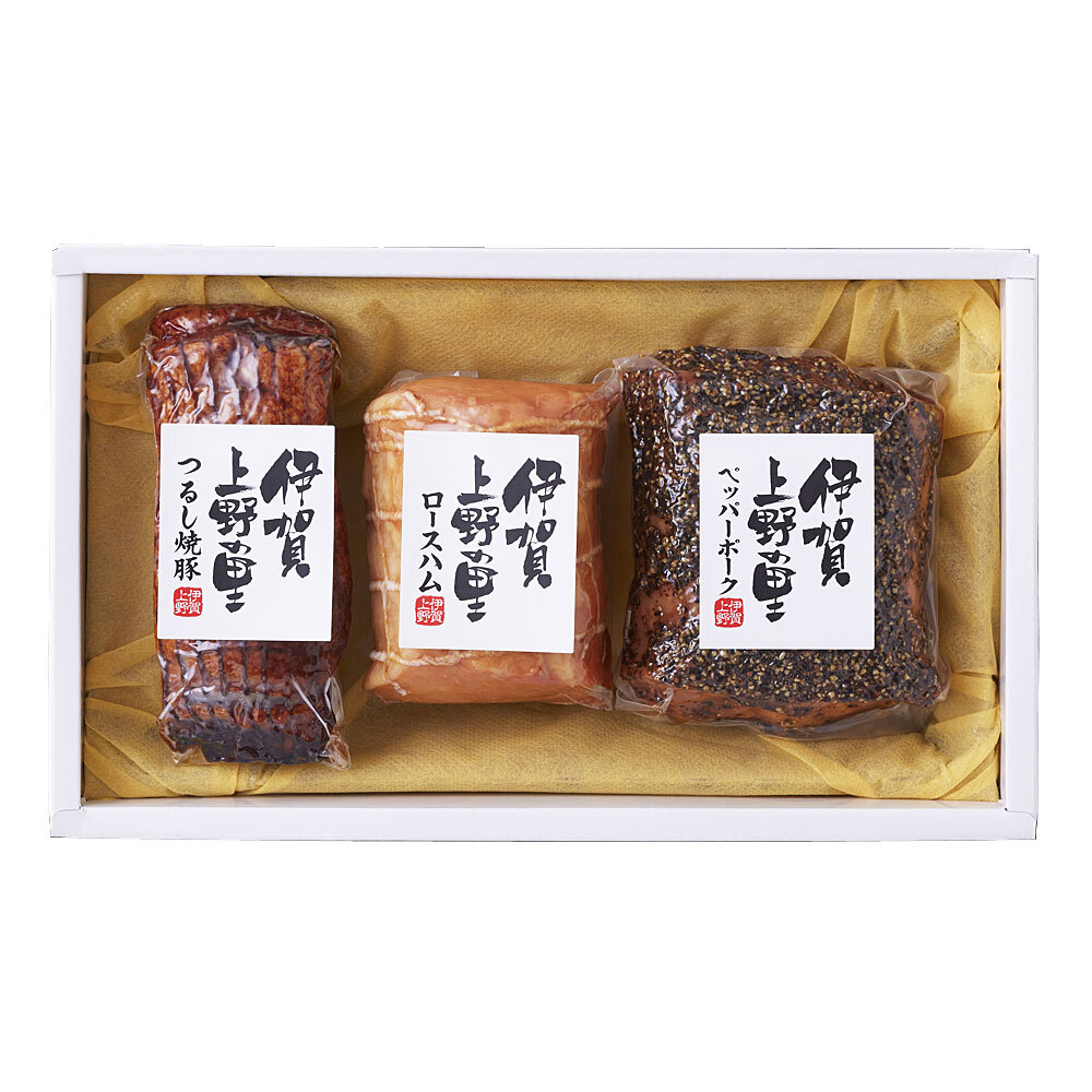  three-ply Iga Ueno. ....(.... pig 170g roast ham 250g pepper pork 310g)