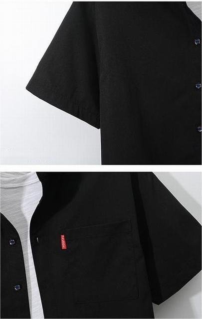 夏物 シャツ メンズ 五分袖シャツ アロハシャツ 無地 カジュアル ビジネス 大きいサイズ ブラック XL_画像3