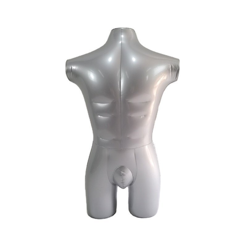 マネキン エアー 風船 PVCボディートルソー ディスプレイ ファッション 展示会 メンズ レディース 上半身 男性 シルバーの画像1