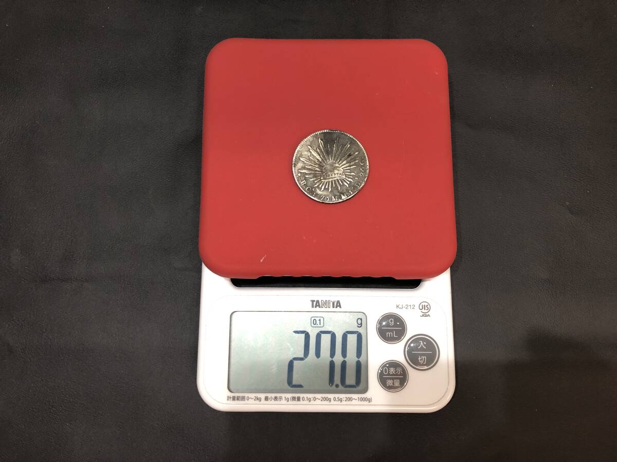 アンティーク　メキシコ銀貨　8R. 1870.M.M.10D 20G 古銭 重さ約27g_画像5