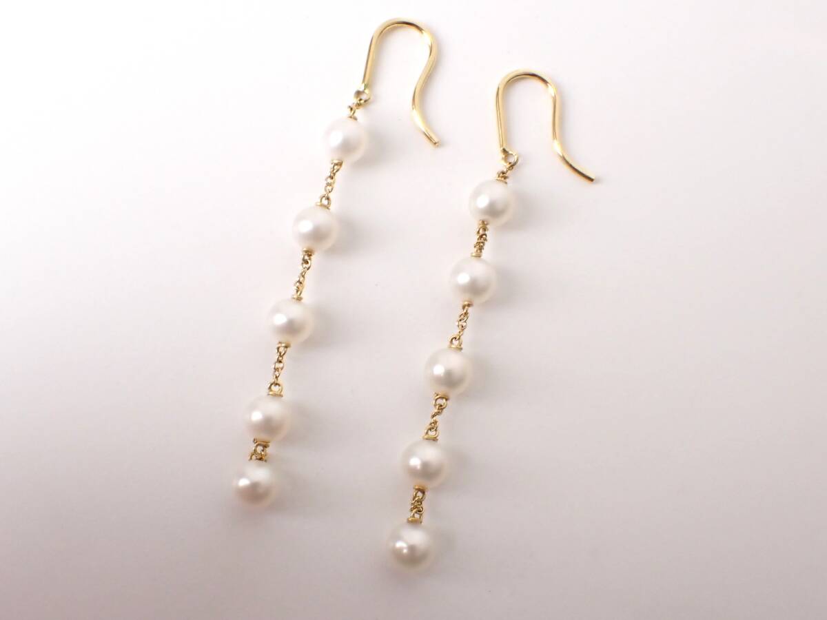 楽天 3.0g K18 パールピアス TIFFANY&Co.(ティファニー) 美品 イエローゴールド 5連 18金 レディース ピアス