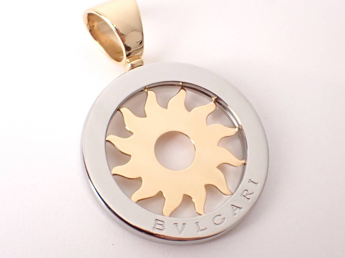 【値下げ】 超美品 ネックレス トップ ステンレス イエローゴールド 13.3g K18/SS トンドサンペンダント BVLGARI(ブルガリ) ペンダント