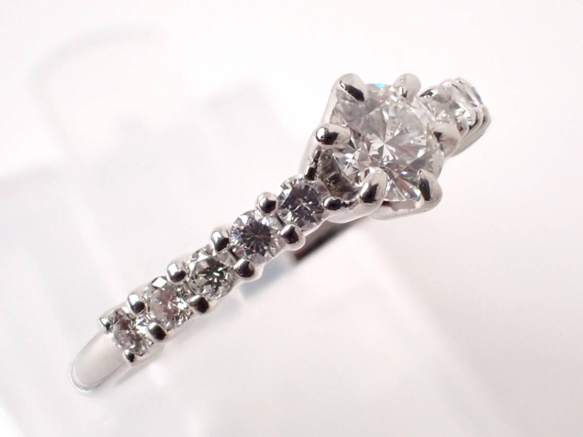 鑑定書付き 田崎(タサキ) リング D0.25ct(F-VS1/VG-NONE) D0.22ct Pt900 2.5g 9号 プラチナの画像4