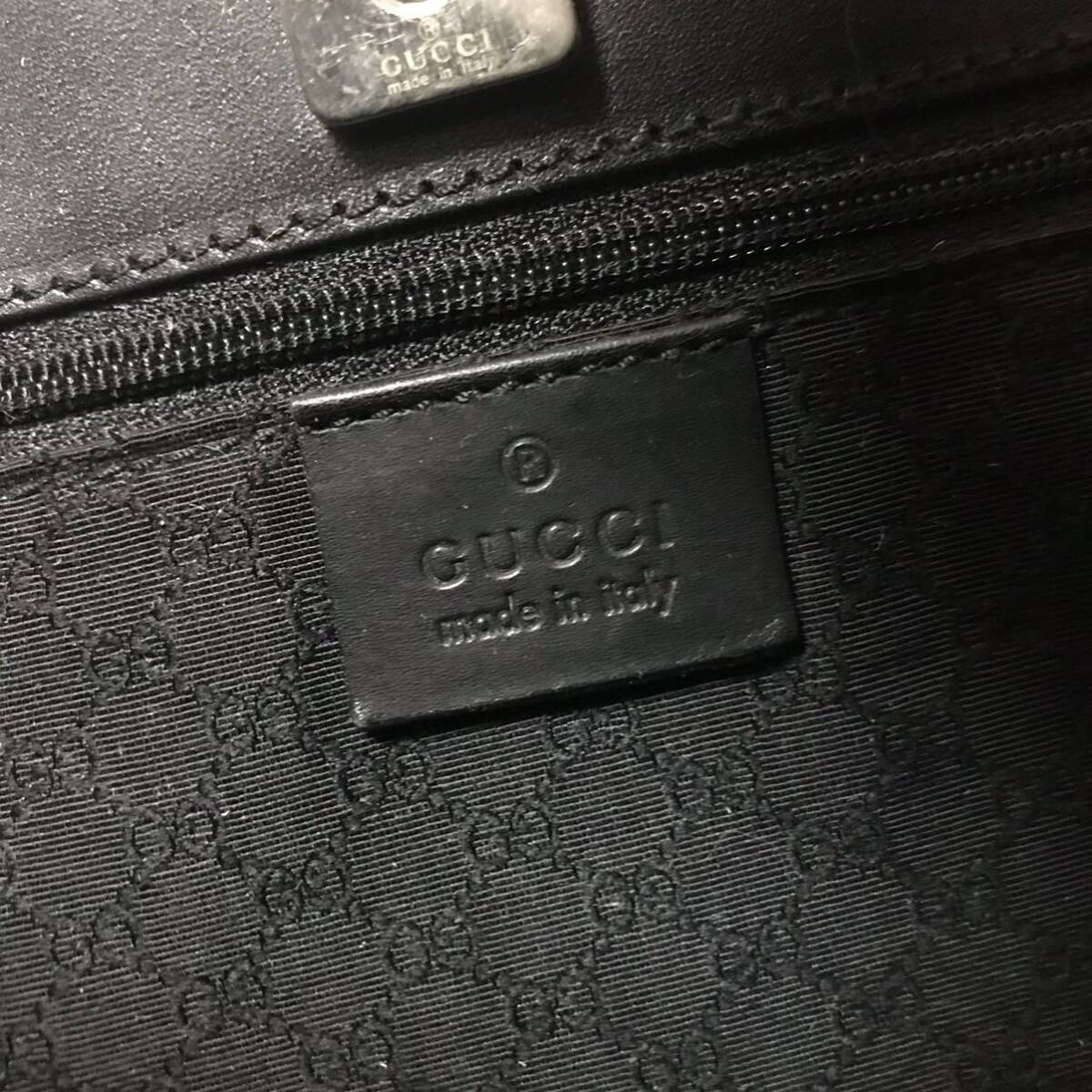 極美品/大容量●グッチ GUCCI トートバッグ ハンドバッグ メンズ ビジネス A4 書類かばん レザー 本革 シェリーライン 黒 ブラック 金具の画像9