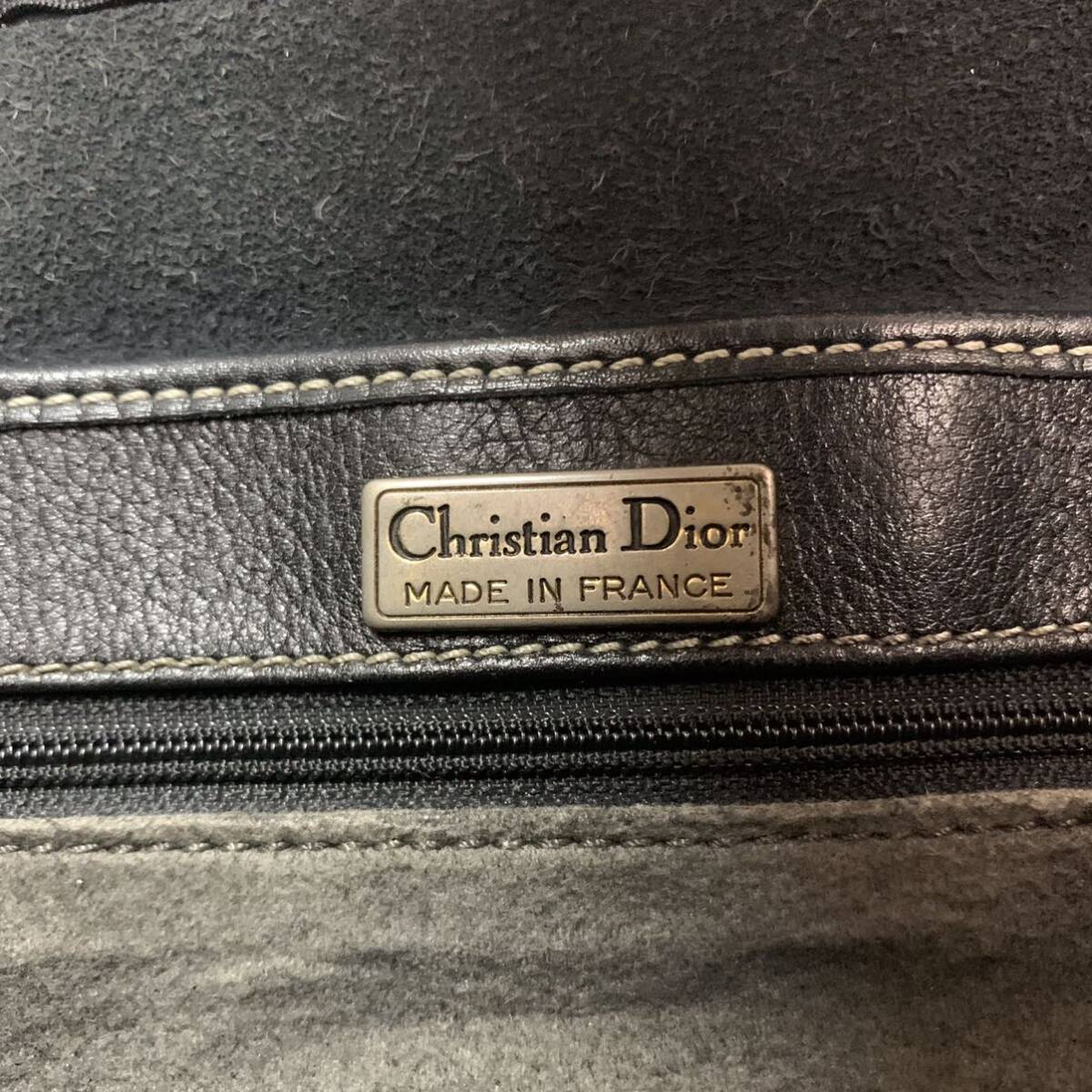 極美品/大容量●ディオール Christian Dior トートバッグ ハンドバッグ 肩掛け メンズ ビジネス A4 書類かばん レザー 本革 黒 CDステッチの画像10