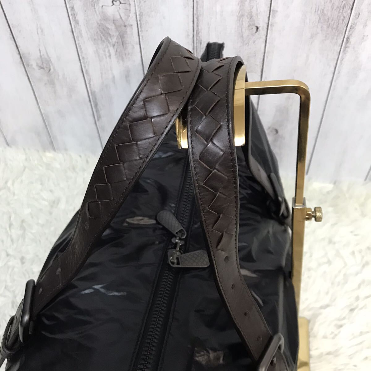 超美品●ボッテガヴェネタ BOTTEGA VENETA スピンネーカー ボストンバッグ 旅行かばん トートバッグ メンズ ビジネス イントレチャート 革の画像6