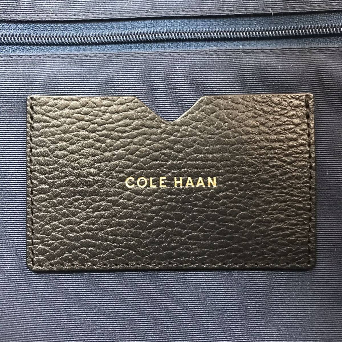  превосходный товар / большая вместимость * Cole Haan COLE HAAN большая сумка плечо .. мужской бизнес A4 документы командировка вязаный in tore чёрный чёрная кожа натуральная кожа 