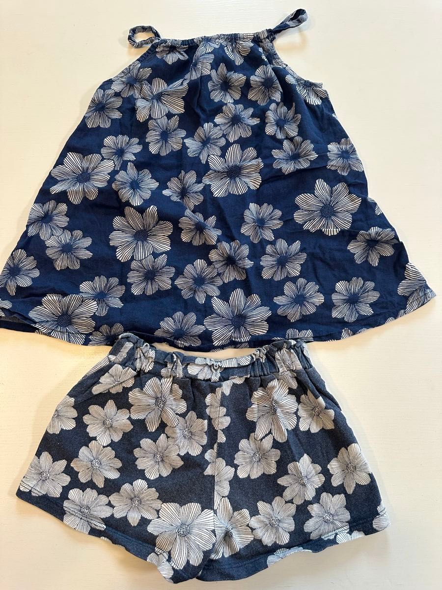 CHEROKEE チェロキー　ベビー服　子供服　90 100 花柄　ブルー　ノースリーブ　上下セット　セットアップ　夏服 女の子