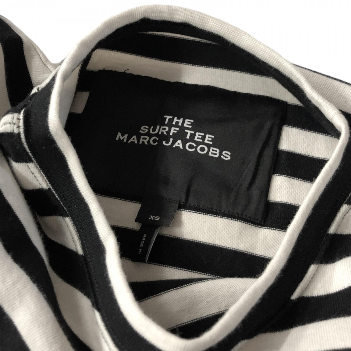 MARC JACOBS マークジェイコブス THE SURF TEE Tシャツ ボーダー 刺 半袖 XS ホワイト×ブラック C6000071_画像6