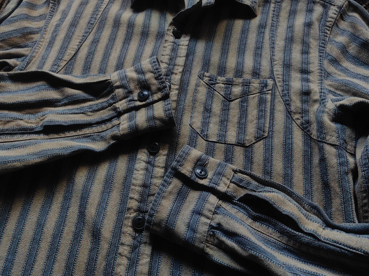 傑作 RRL OWYHEE WORK SHIRT インディゴ ストライプ ワークシャツ Vintage 古着 チンスト 20s30s40s ラルフローレン ドレス カジュアル の画像5