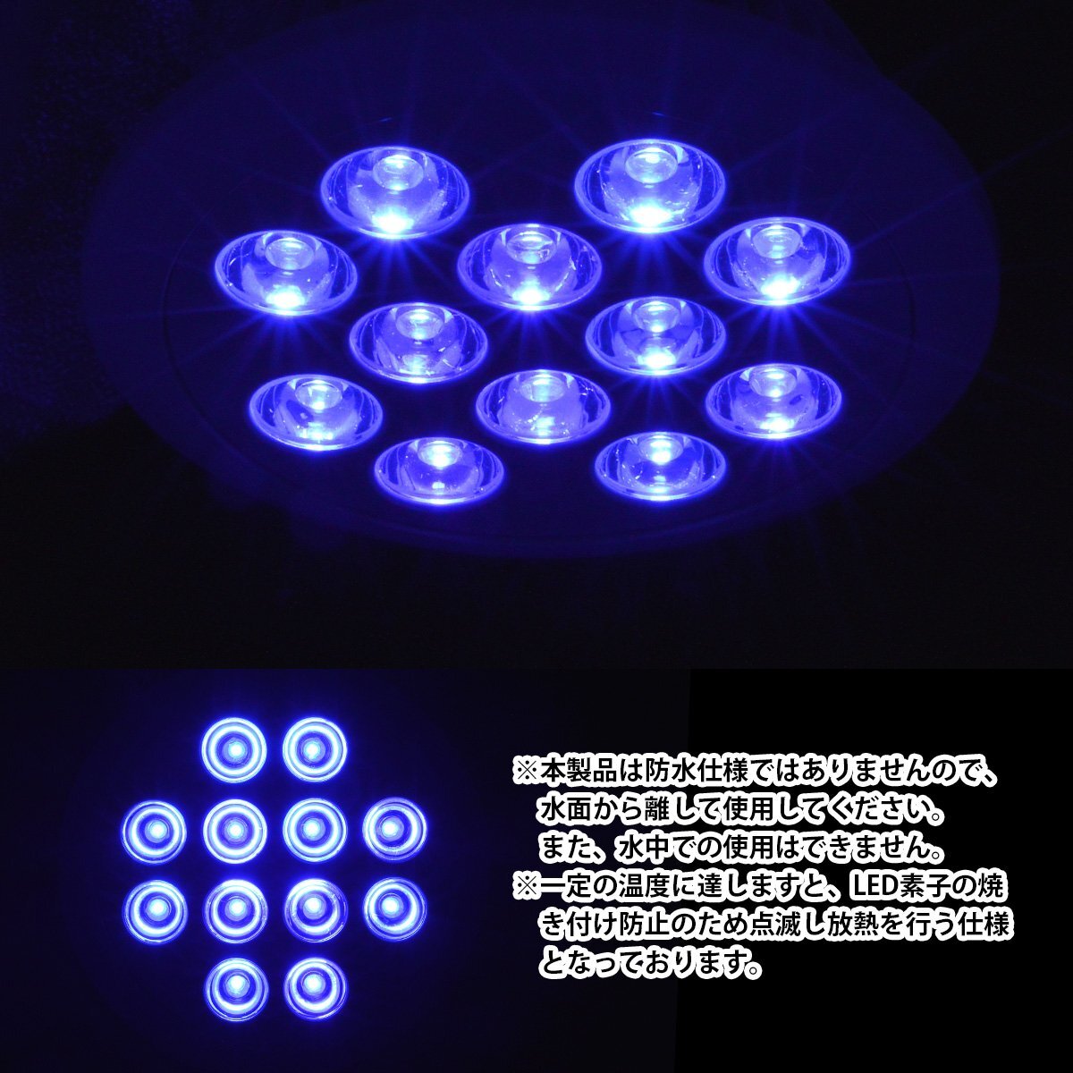 アクアリウム 電球 12 LED 青12 水槽 用 24W スポット ライト E26 口金 照明 交換 植物育成 水草 サンゴ 熱帯魚 照射角90度の画像4