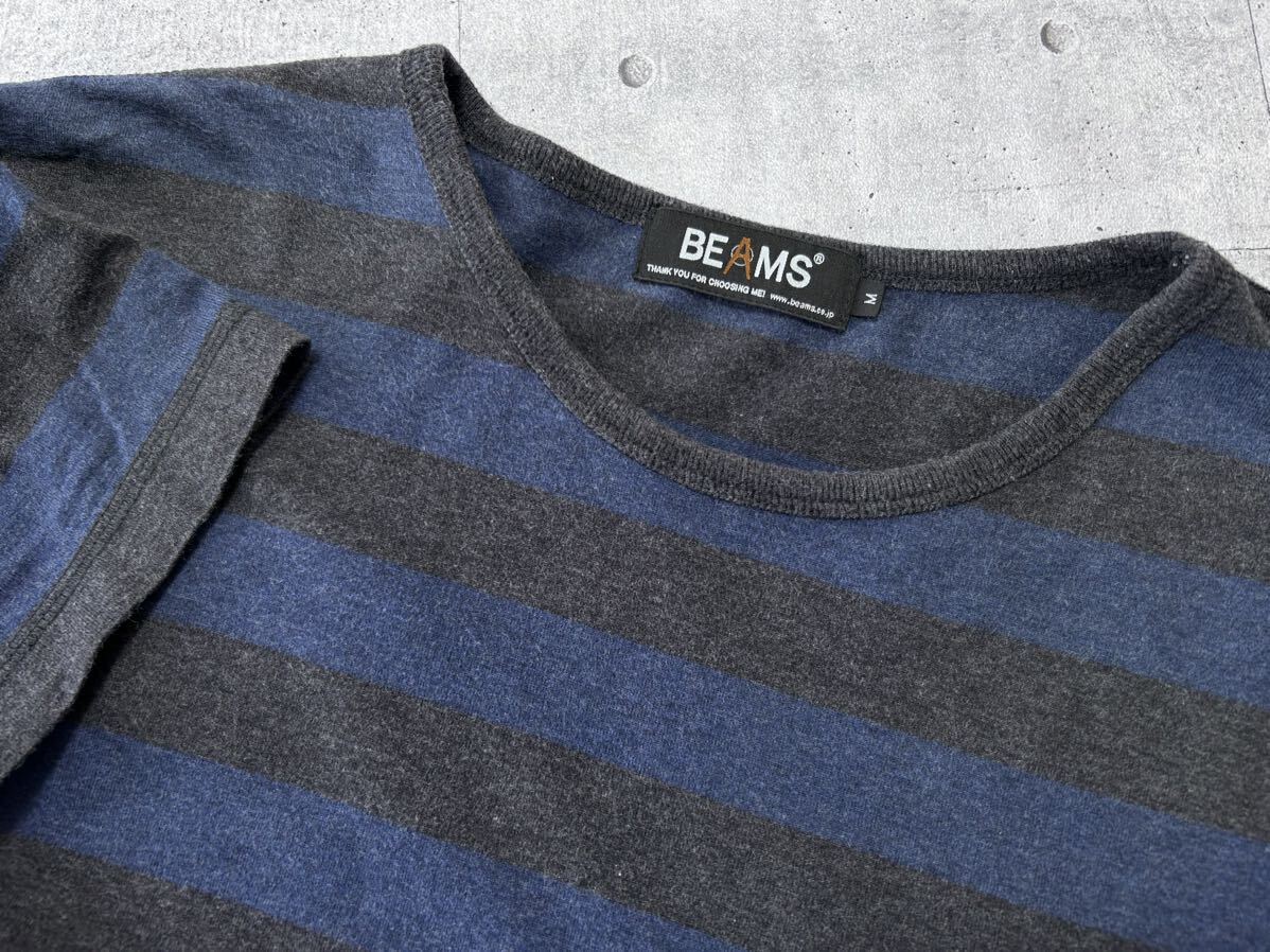 BEAMS border short sleeves T-shirt blue black select brand stain included high quality Beams crew neck sphere 9564