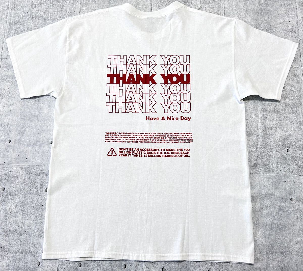 THANK YOU Have Nice Day Pocket Tee Tシャツ　　ポケット 半袖 Tシャツ 染み込みプリント ギルダン GILDAN ボディ ホワイト 玉9469_画像1