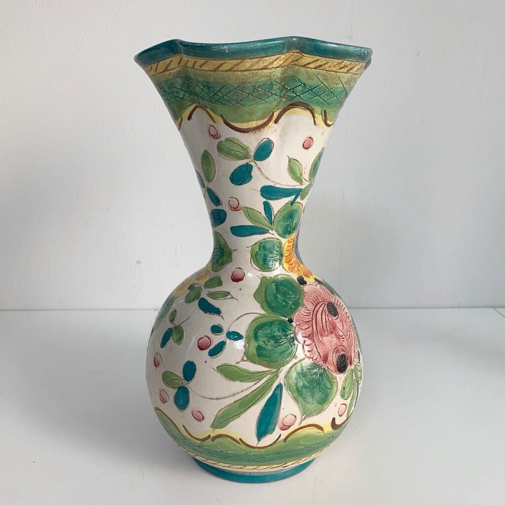 DIPINTO A MANO イタリア 陶器 花器 花瓶 壺 フラワーベース 置物 インテリア シリアルナンバー入りの画像2