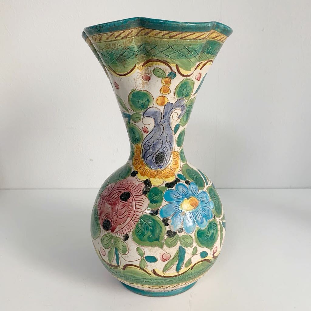 DIPINTO A MANO イタリア 陶器 花器 花瓶 壺 フラワーベース 置物 インテリア シリアルナンバー入りの画像1