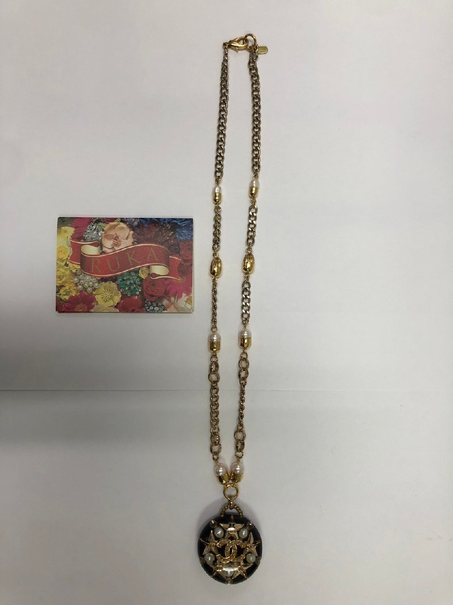 1円～【RUKAルカ】【アンティークパーツ ネックレス】ファッション コレクション ゴールド 樹脂 婦人 レディース パール 真珠の画像1
