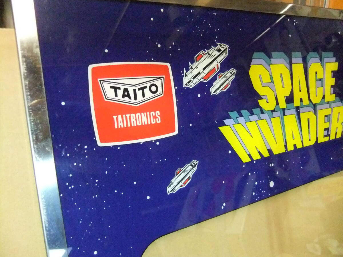 TAITO Space in beige da- Showa Retro arcade game large case pra panel parts Vintage retro game navy blue panel 