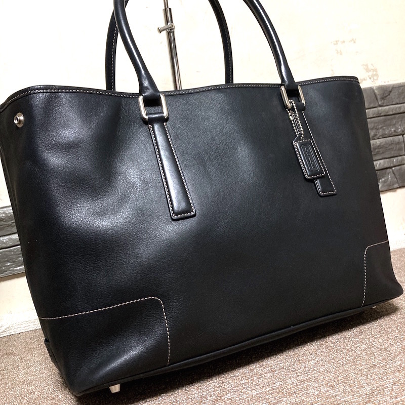 65Y240411Y 未使用級 超美品 COACH コーチ メンズ トートバッグ 検 ビジネス ショルダー ボストン ブリーフケース リュック レザー 革 黒の画像1