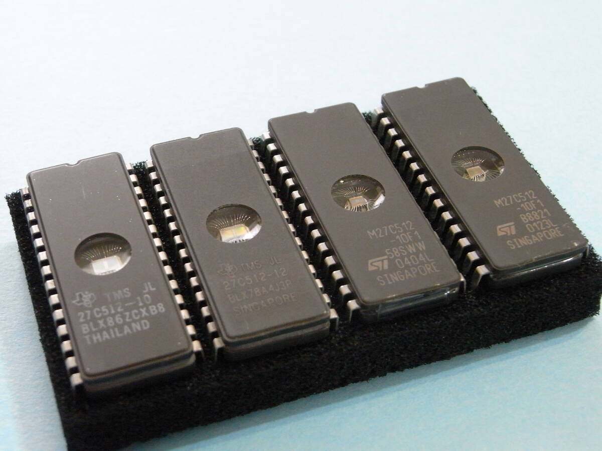 ★ FUJITSU. Texas. STマイクロ. EPROM . 27C512. ８個セット 美品（消去確認済み) A-355★の画像1