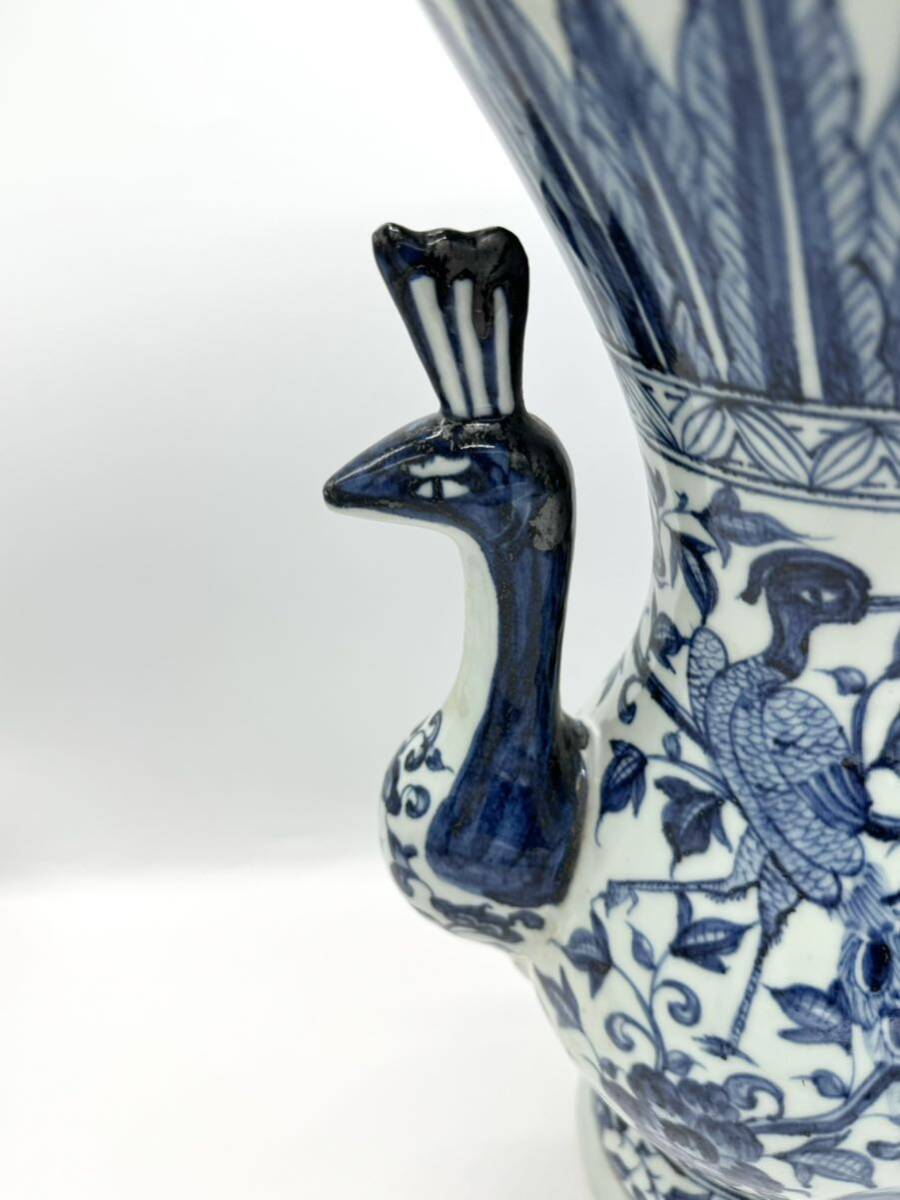  ваза белый фарфор с синим рисунком античный 
