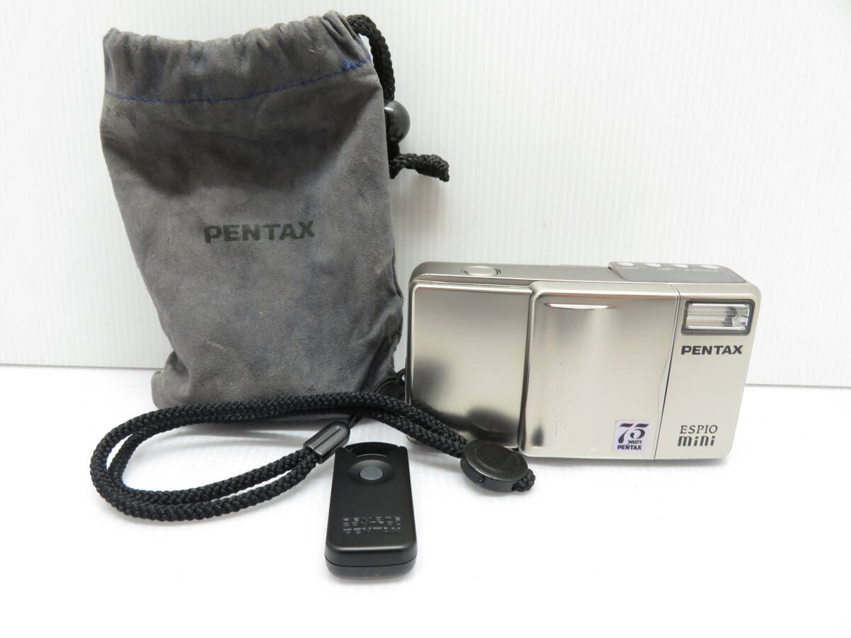 PENTAX ペンタックス ESPIO エスピオ mini 75周年記念 75years 1:3.5 32mm コンパクトフィルムカメラ シルバー ジャンク品_画像1