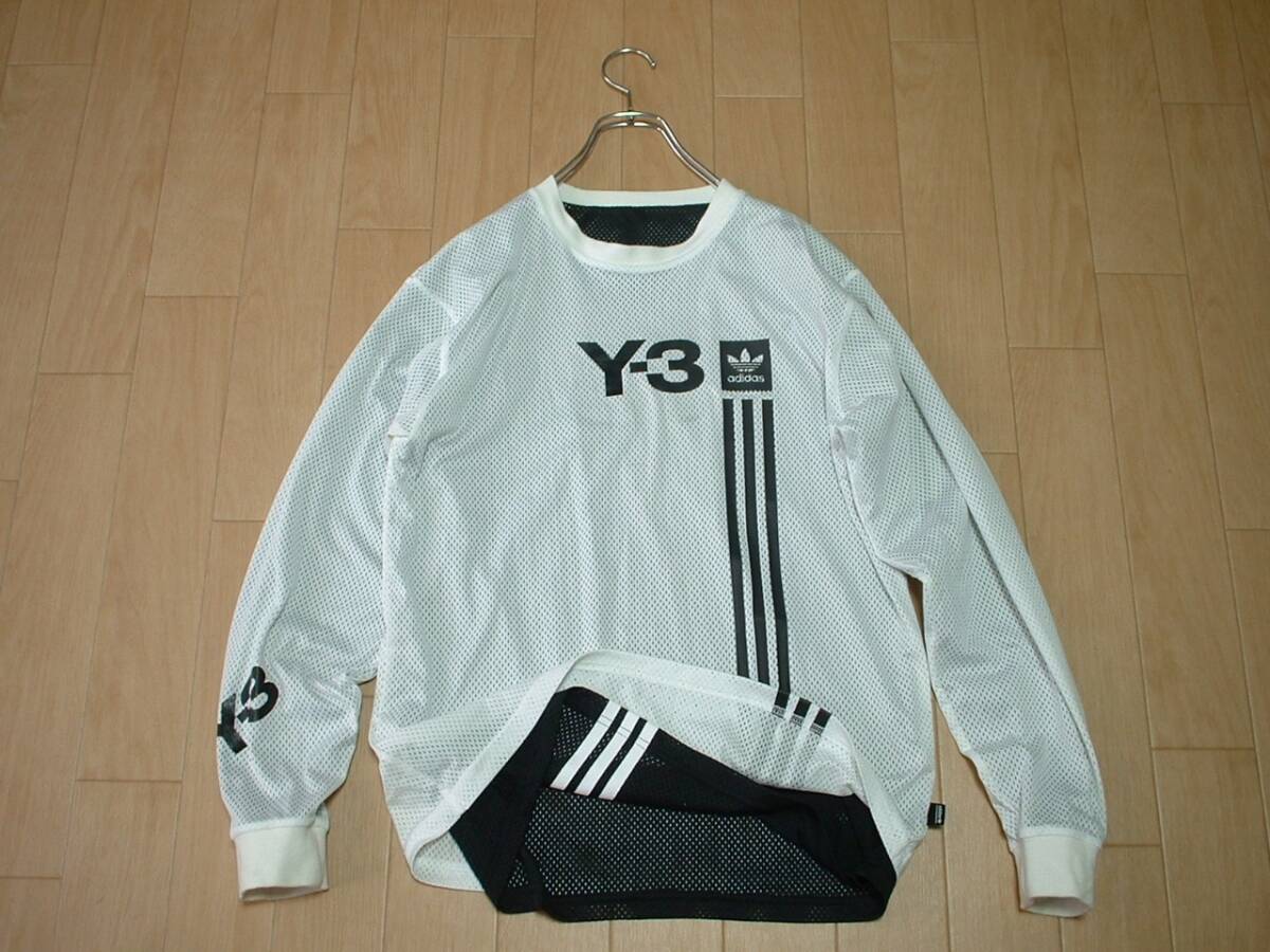 売り切りY-3ダブルレイヤードメッシュロンTシャツM正規ワイスリー長袖YOHJI YAMAMOTO ADIDASヨウジヤマモトコラボアディダスY's白x黒_画像4