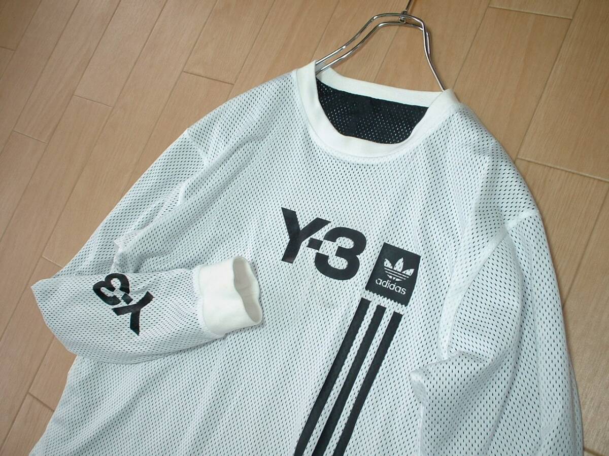 売り切りY-3ダブルレイヤードメッシュロンTシャツM正規ワイスリー長袖YOHJI YAMAMOTO ADIDASヨウジヤマモトコラボアディダスY's白x黒_画像5