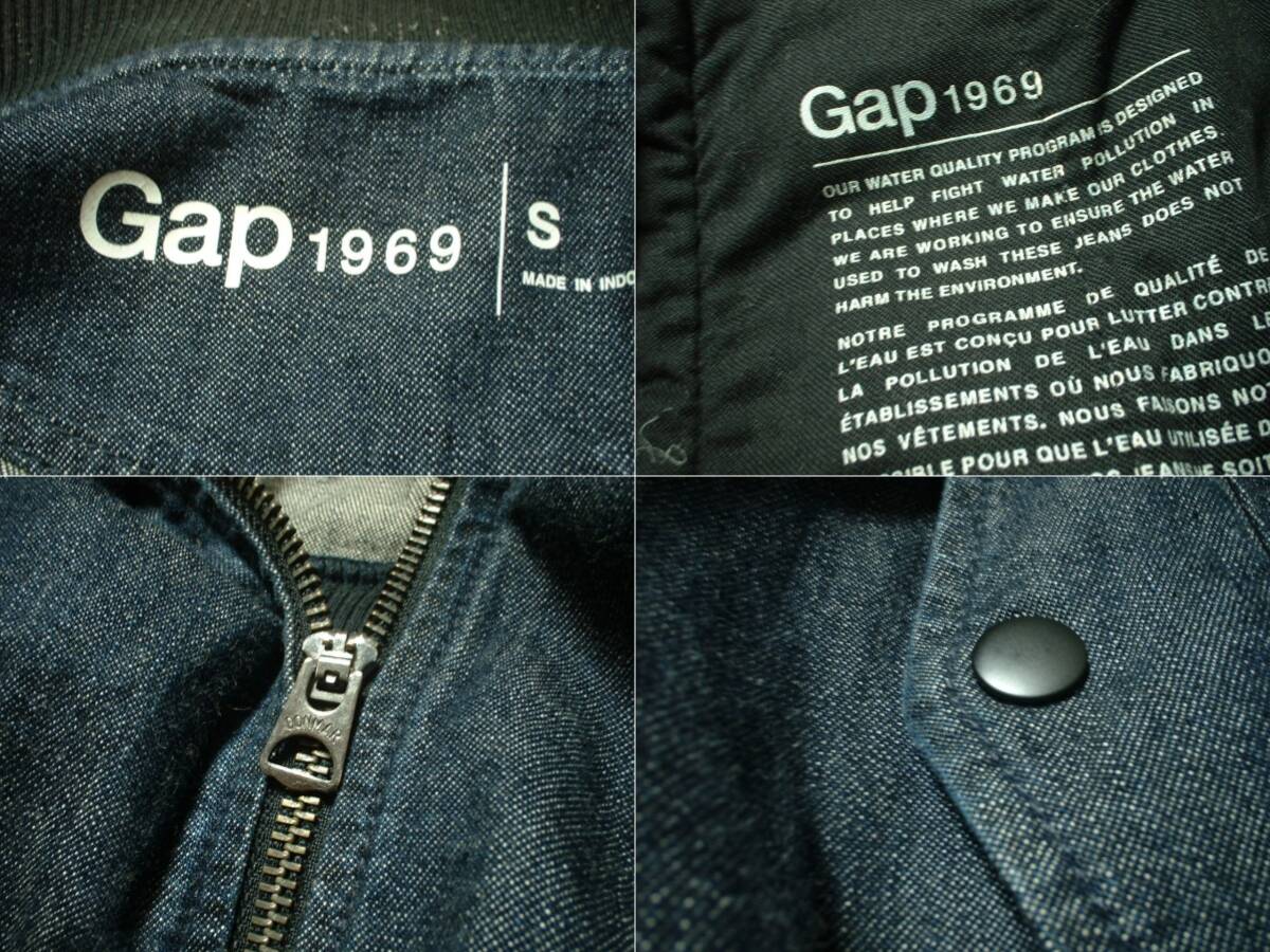 GAP 1969希少デニムMA-1フライトジャケットSジージャン正規オールドギャップOLDデニムMA1ブルゾンCONMARジップL-2Bインディゴジーンズの画像3