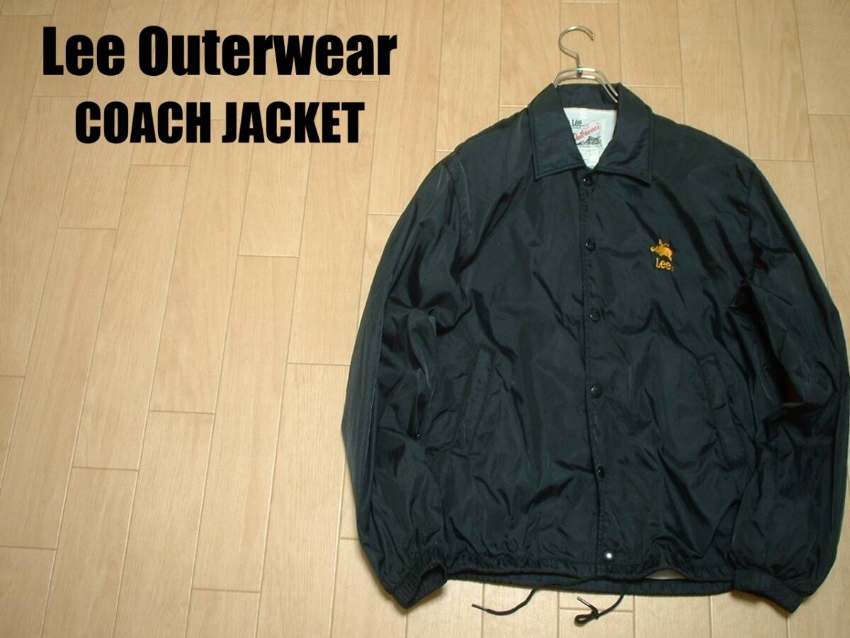 Lee OuterwearコーチジャケットMブラック黒ナイロンカバーオール正規0470リーアウターウエアスナップアップブルゾンJEANSジーンズCOWBOYの画像1