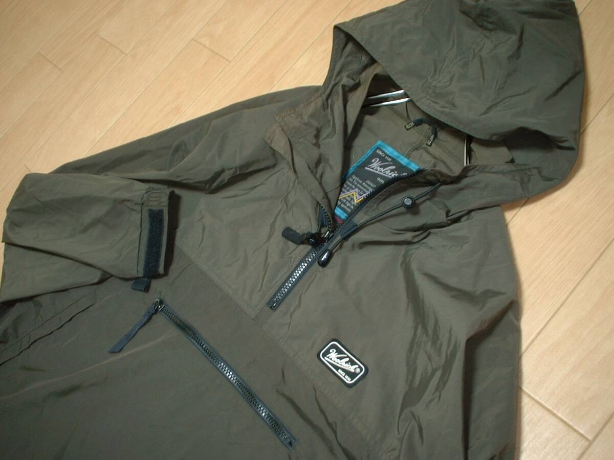 90sビンテージWOOLRICHアウトドアアノラックパーカー美品カーキMプルオーバー正規ウールリッチOUTDOORハーフジップナイロンジャケット_画像5