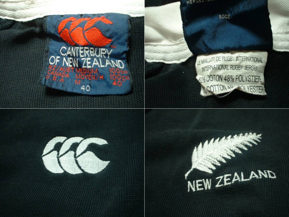 希少ニュージーランド製オールブラックスラガーシャツ40黒ALL BLACKS正規CANTERBURYカンタベリーRUGBYジャージMADE IN NEW ZEALANDの画像2