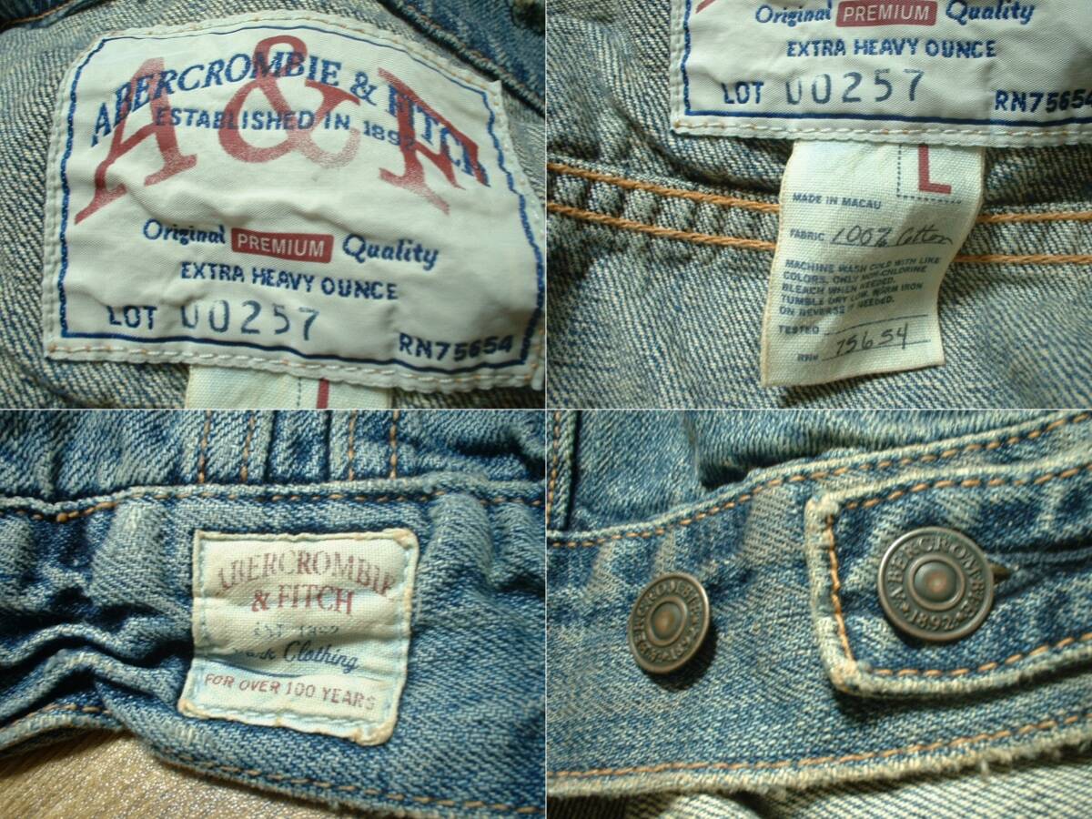 Abercrombie & Fitchビンテージ加工デニムジャケットL正規オールドアバクロンビー&フィッチダメージジージャン3RDサードLEVI'Sモデル_画像2