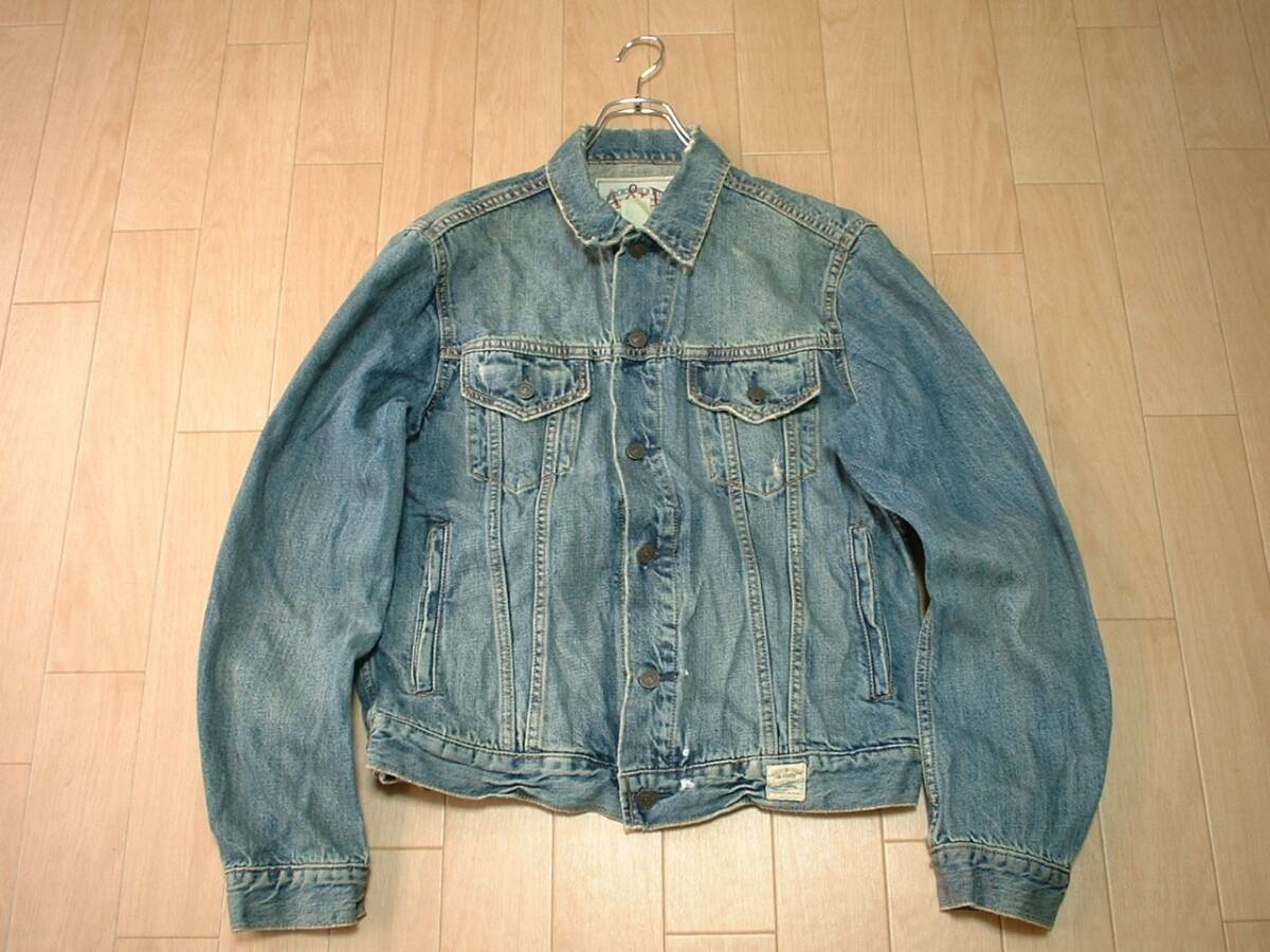 Abercrombie & Fitchビンテージ加工デニムジャケットL正規オールドアバクロンビー&フィッチダメージジージャン3RDサードLEVI'Sモデル_画像3