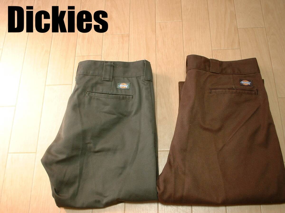  супер выгода 2 шт. комплект Dickies рабочие брюки W36 оливковый & Brown ORIGINAL 874 стандартный Dickies LEGEND IN WORK Vintage 90s хаки зеленый чай цвет 