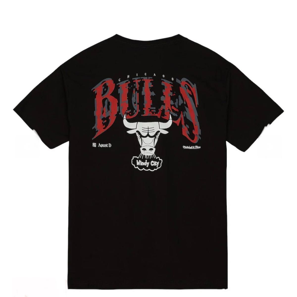 BTS SUGA コラボTシャツ シカゴブルズ NBA ミッチェルアンドネス L 黒Tシャツ　シュガ　ユンギ バンタン ブラック