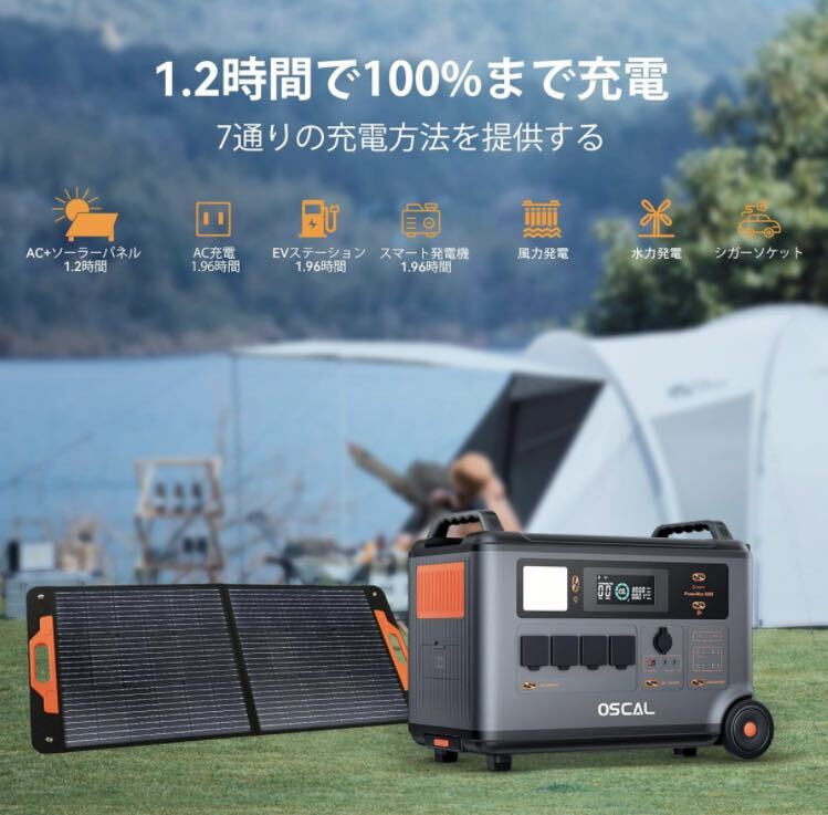 1E03z0O OSCAL ポータブル電源 PowerMax3600 リン酸鉄 長寿命 3600Wh/3000W (瞬間6000W)の画像3