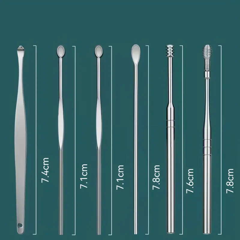  stainless steel ear ..6 point set washing with water OK high class simple safety light weight portable ear cleaning tool safe ear . taking . tweezers ear cleaner 
