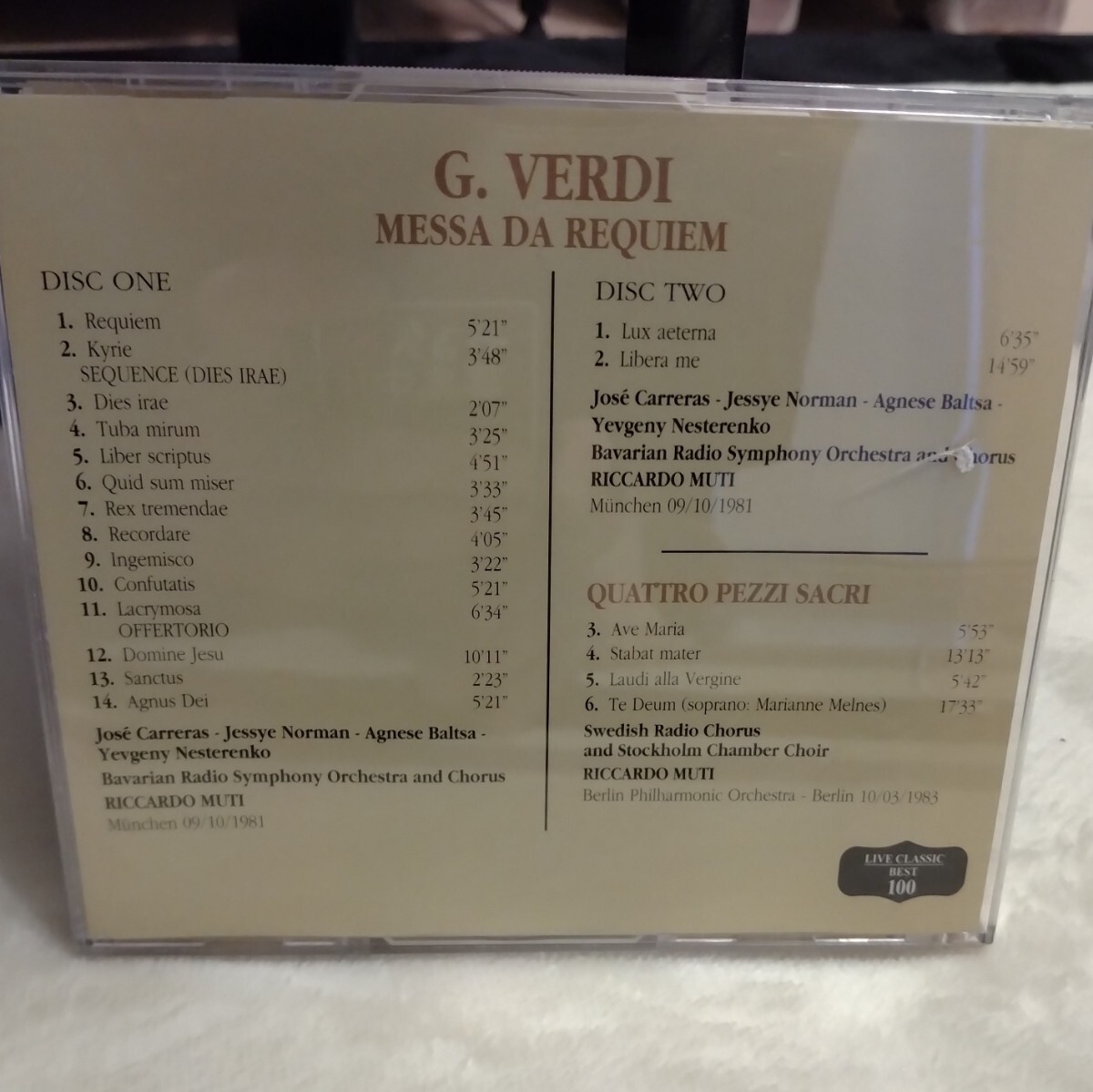 [中古CD] G.VERDI / ヴェルディ / MESSA DE REQUIEM / レクイエム（2枚組）の画像2