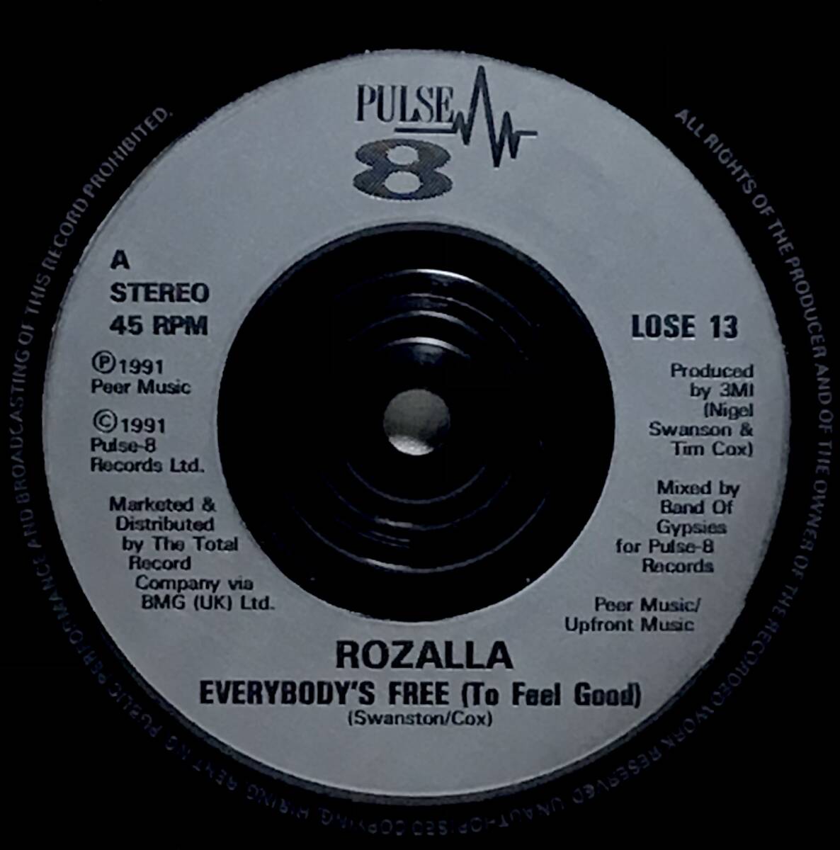【英7】 ROZALLA / EVERYBODY'S FREE (TO FEEL GOOD) 1991 UK盤 7インチレコード EP 45 試聴済_画像4