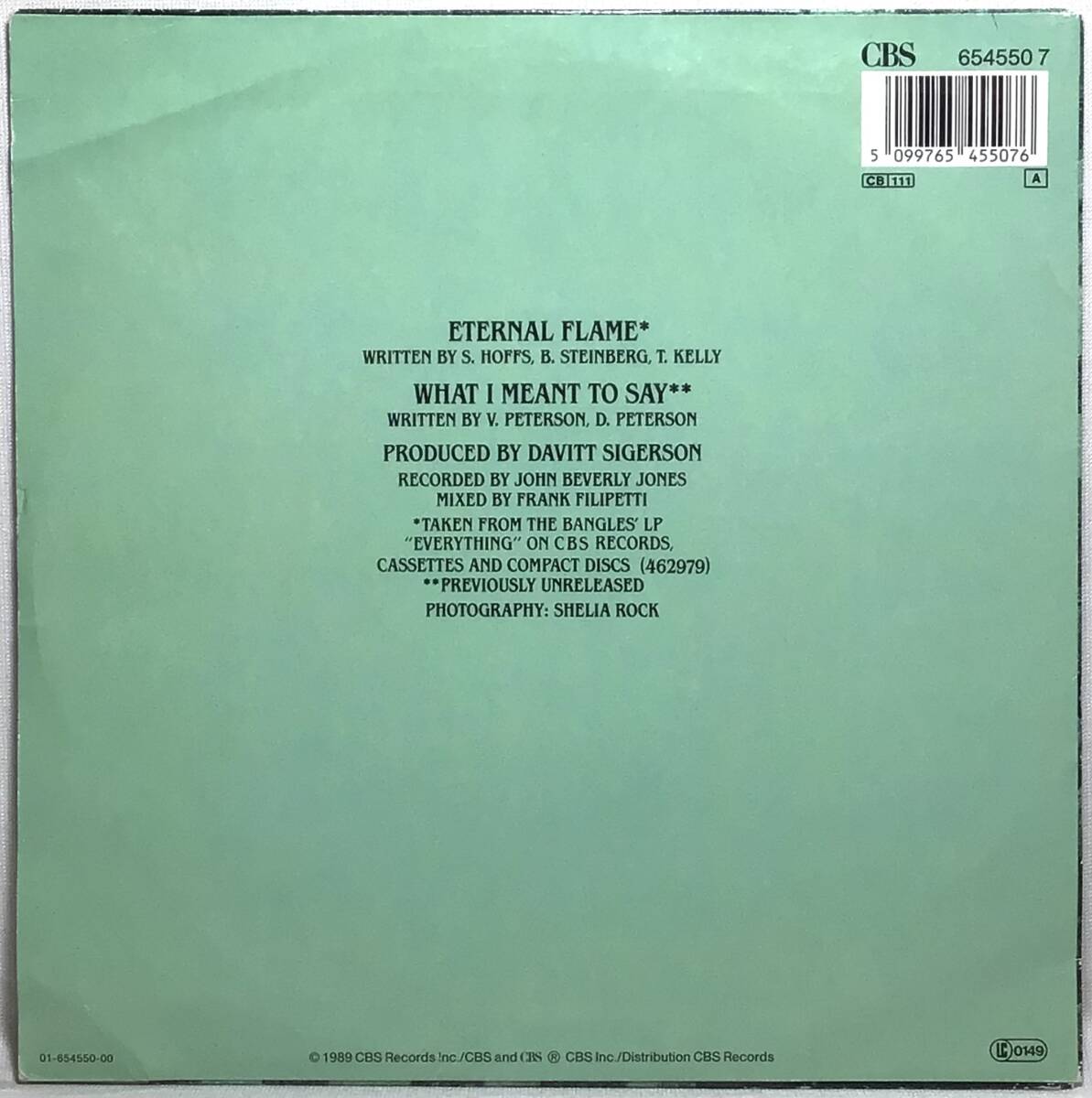 【蘭7】 BANGLES バングルス / ETERNAL FLAME / WHAT I MEANT TO SAY / 1989 オランダ盤 7インチシングルレコード EP 45 試聴済の画像2