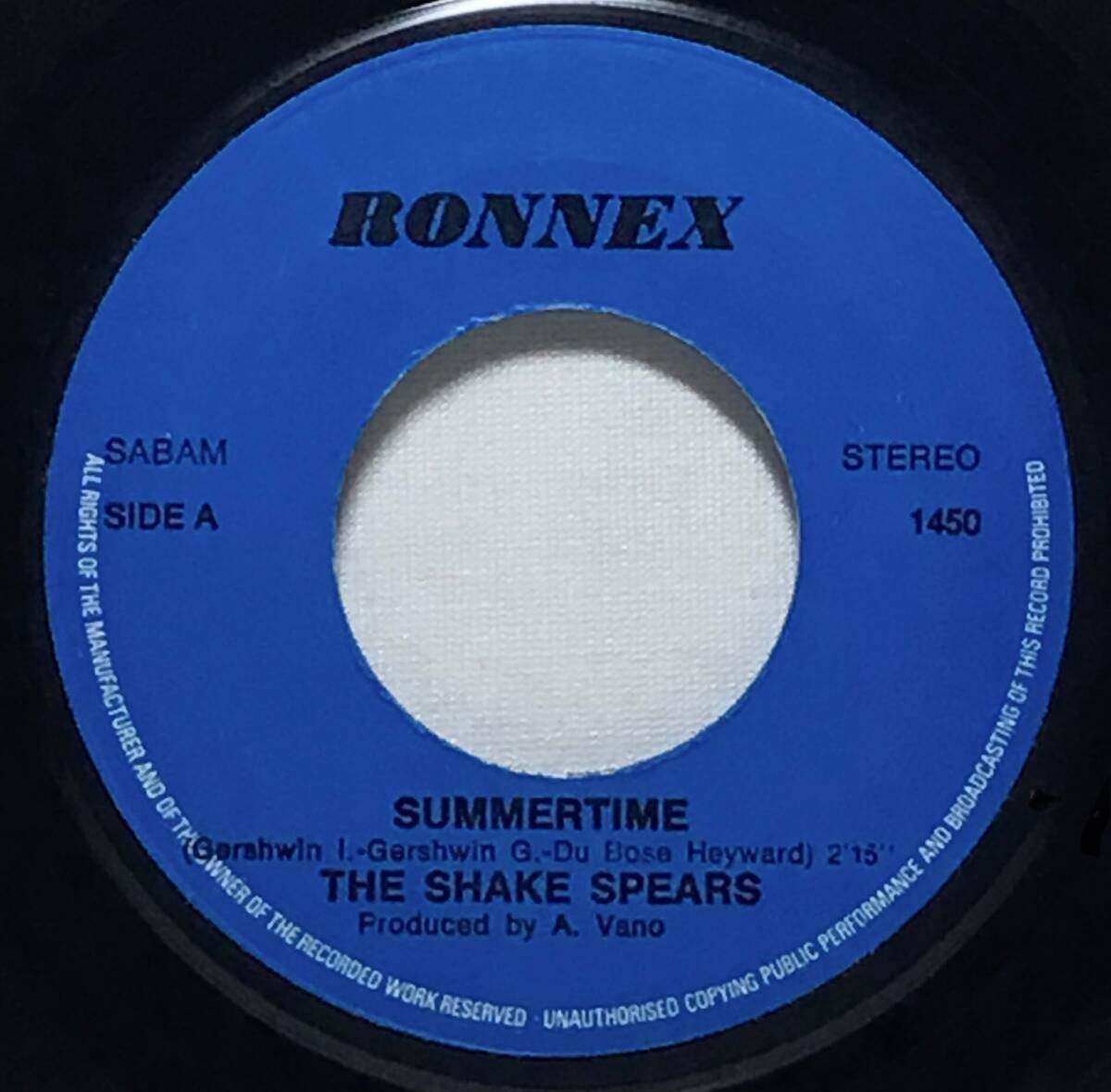 【べ7】 THE SHAKE SPEARS / SUMMERTIME ( JAZZ 名曲カバー ) / GIVE IT TO ME / 1978 ベルギー盤 7インチシングルレコード EP 45 試聴済の画像4