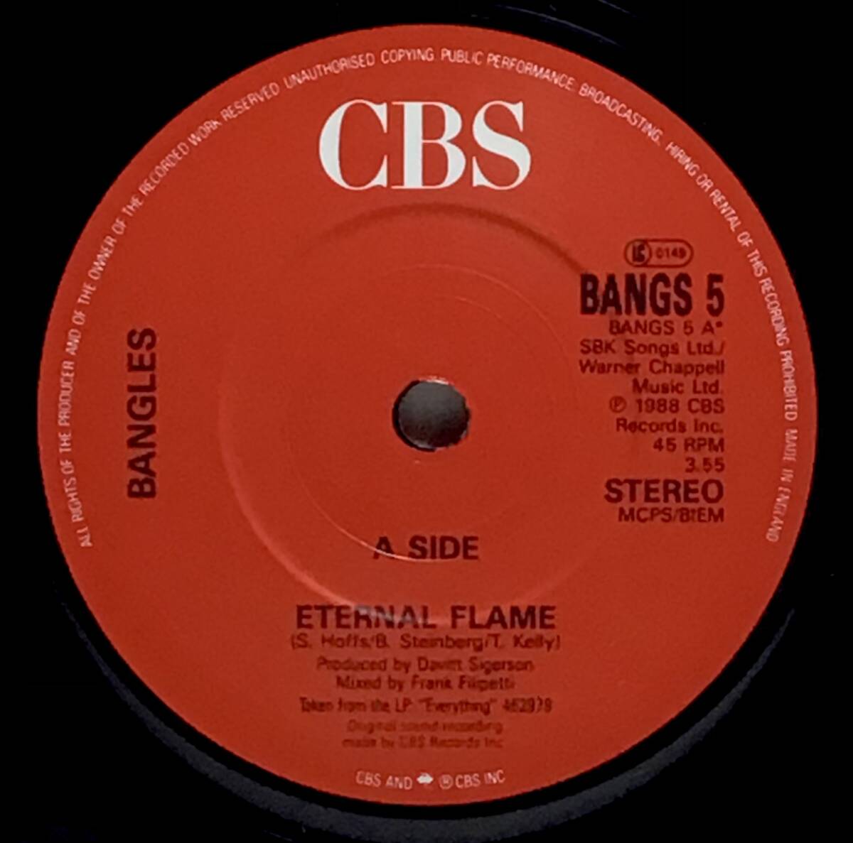 【英7】 BANGLES バングルス / ETERNAL FLAME / WHAT I MEANT TO SAY / 1989 UK盤 7インチシングルレコード EP 45 試聴済の画像4