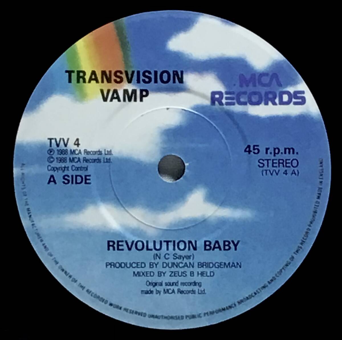 【英7】 TRANSVISION VAMP / REVOLUTION BABY / HONEY HONEY / LONG LONELY WEEKEND / 1988 UK盤 7インチレコード EP 45 試聴済_画像4