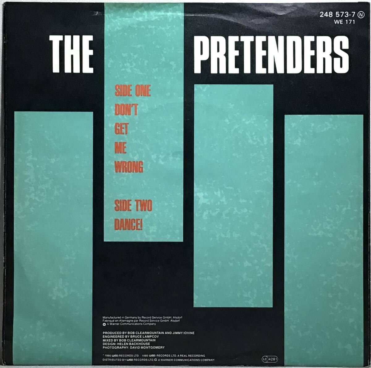 【独7】 THE PRETENDERS / DON'T GET ME WRONG / DANCE! / 1986 ドイツ盤 7インチシングルレコード EP 45 試聴済の画像2