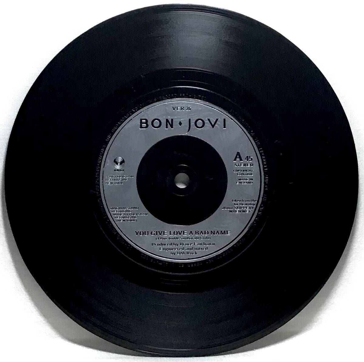 【英7】 BON JOVI ボン・ジョヴィ YOU GIVE LOVE A BAD NAME / LET IT ROCK / 1986 UK盤 7インチシングルレコード EP 45 試聴済_画像3
