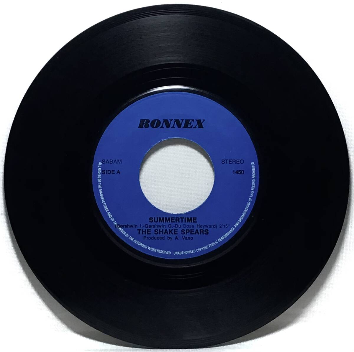 【べ7】 THE SHAKE SPEARS / SUMMERTIME ( JAZZ 名曲カバー ) / GIVE IT TO ME / 1978 ベルギー盤 7インチシングルレコード EP 45 試聴済の画像3