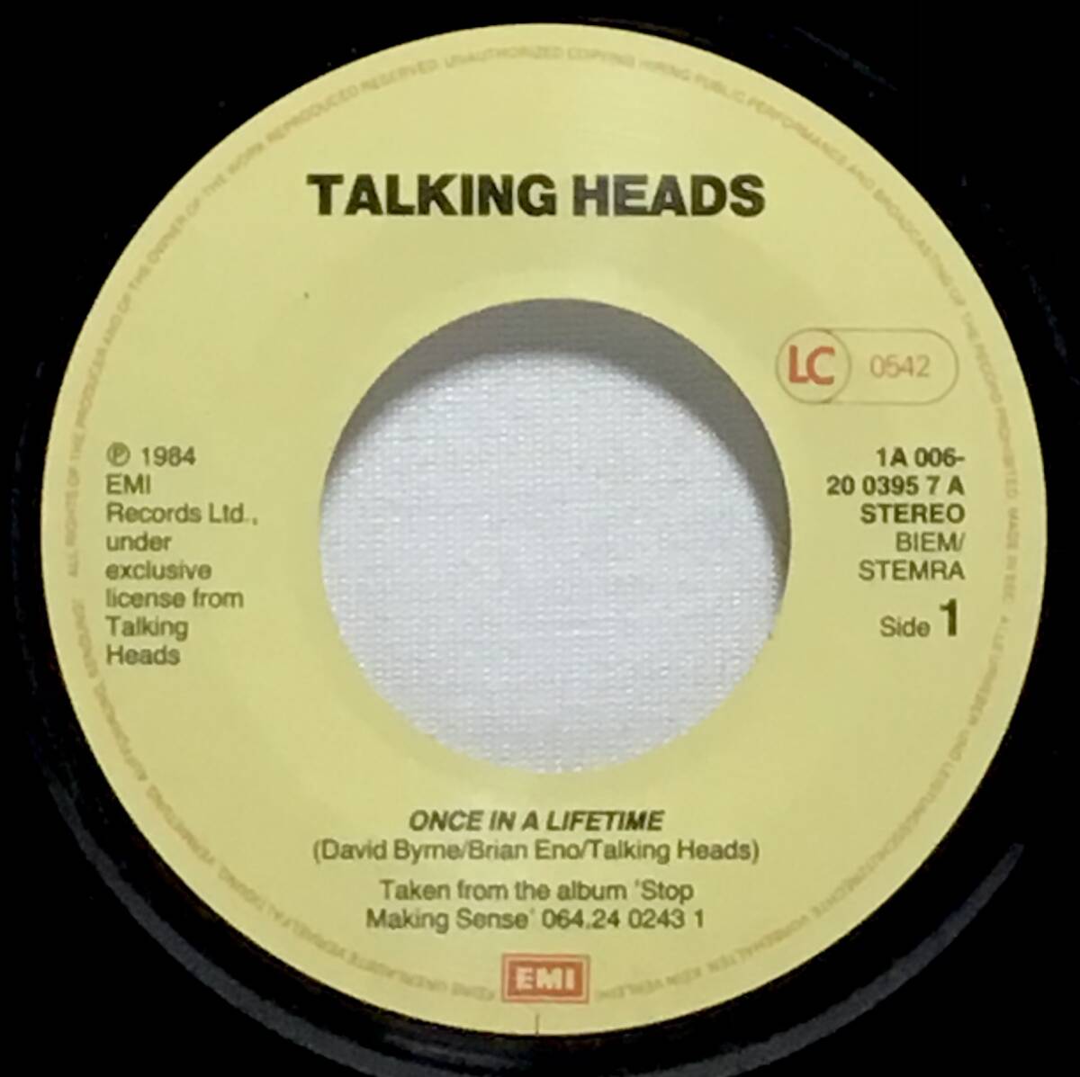 【蘭7】 TALKING HEADS / ONCE IN A LIFETIME (LIVE) / NAIVE MELODY (LIVE) / 1984 オランダ盤 7インチレコード EP 45 試聴済の画像4
