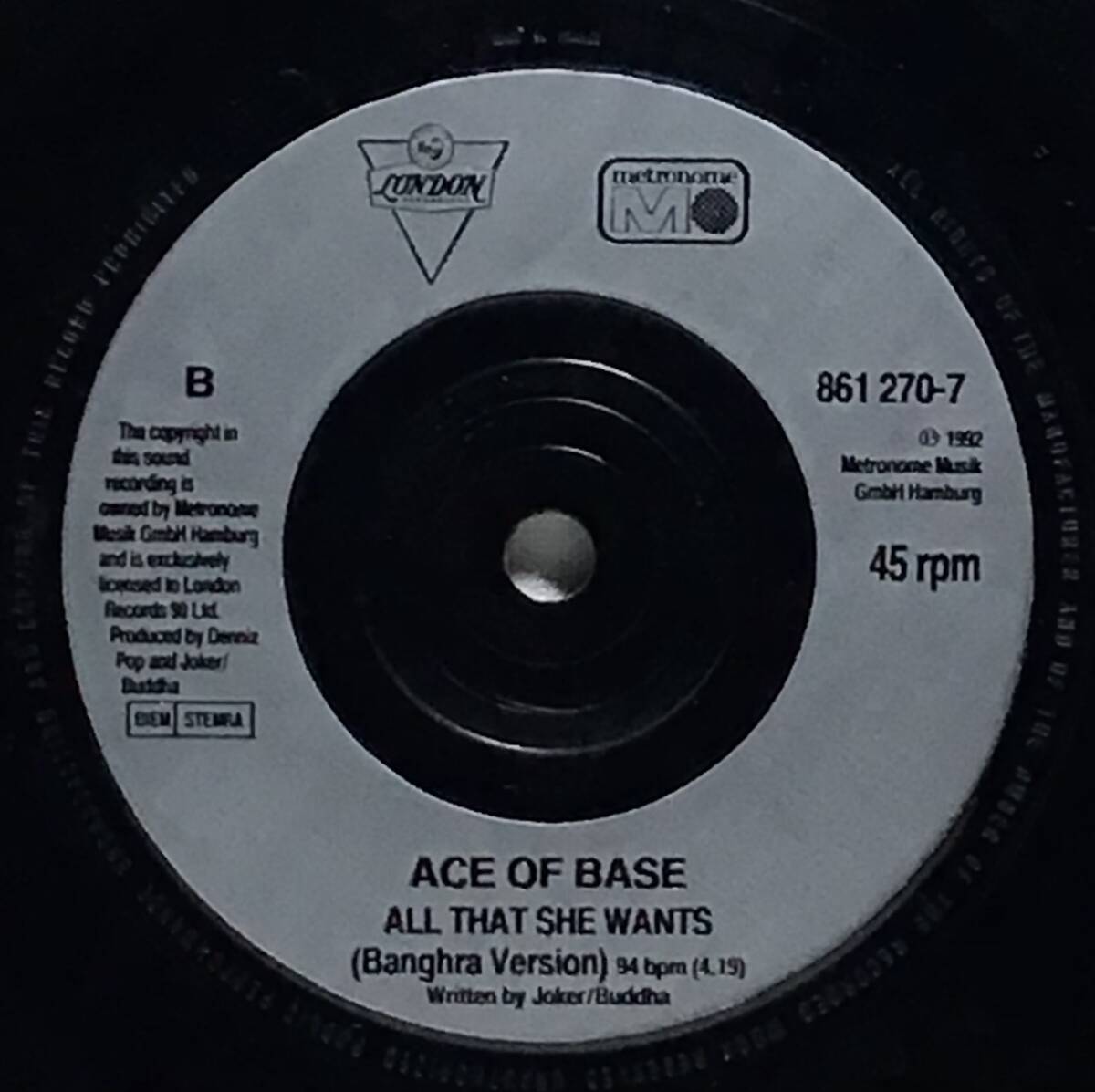 【英仏7】 ACE OF BASE / ALL THAT SHE WANTS / 1993 フランス製 UK盤 7インチシングルレコード EP 45 試聴済の画像5